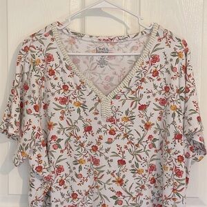 Croft & Barrow short sleeve Floral Top, Size 2X